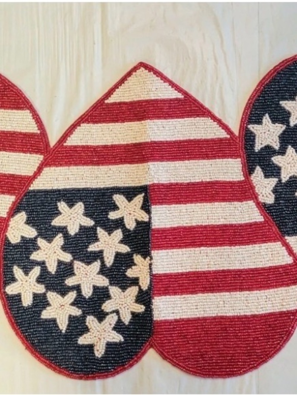 Patriotic Heart-Shaped Table Runner Accent - Red, White & Blue